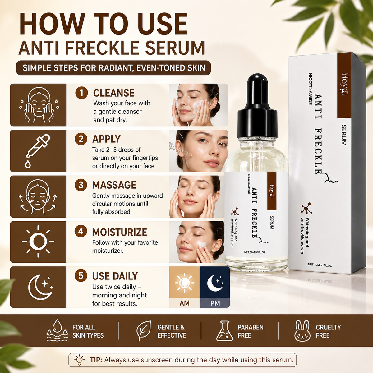 Anti Freckle Serum for Dark Spots & Pigmentation – Brightening Niacinamide Face Serum 30ml