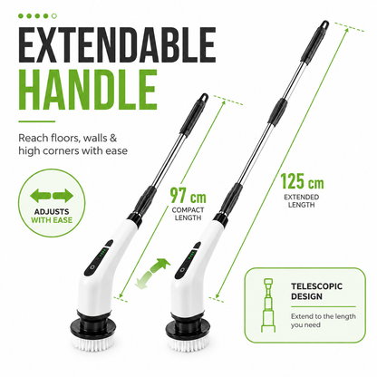Electric Spin Scrubber Brush with Multiple Heads – Cordless Extendable Power Cleaner for Bathroom, Shower, Tile, Grout, Kitchen & Floors