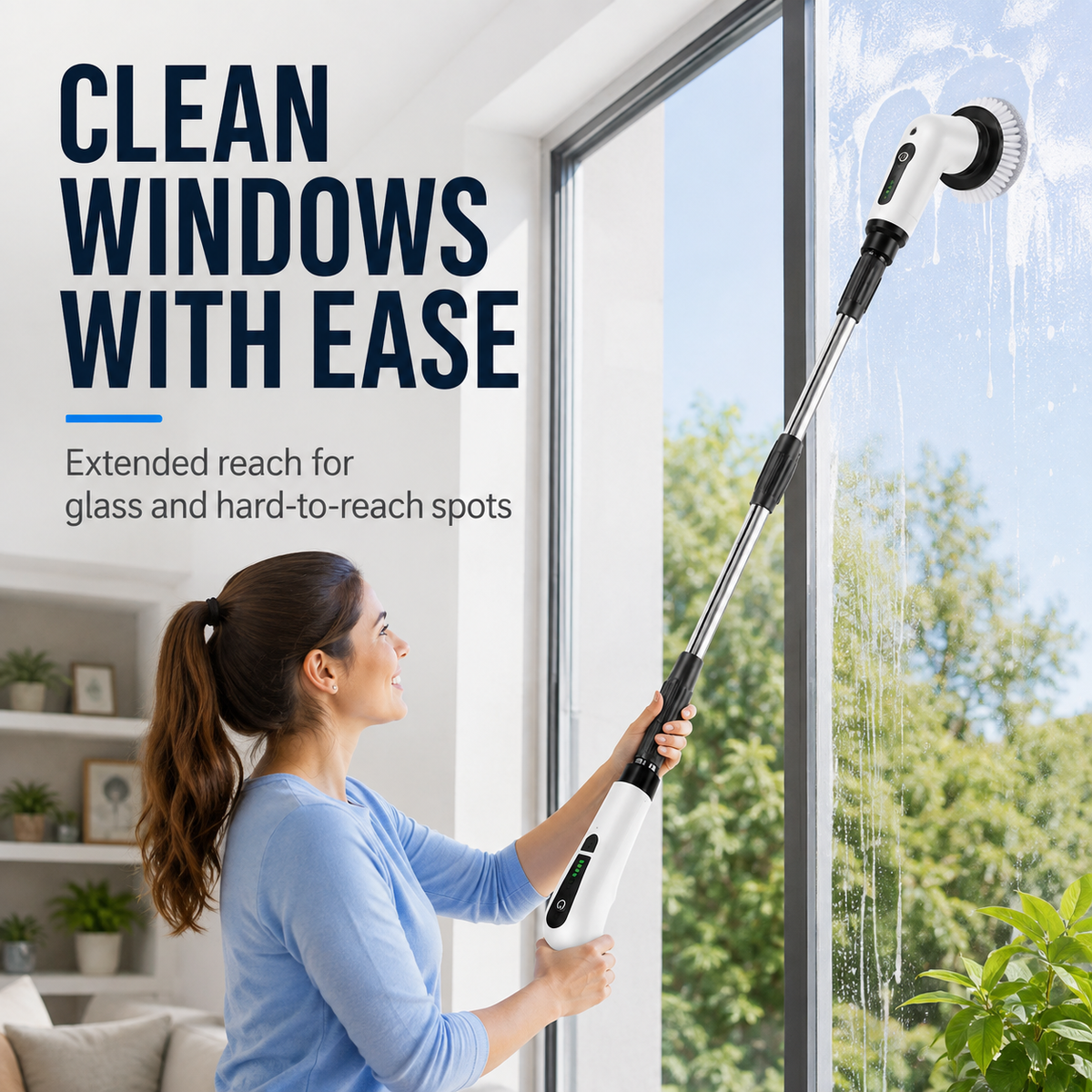 Electric Spin Scrubber Brush with Multiple Heads – Cordless Extendable Power Cleaner for Bathroom, Shower, Tile, Grout, Kitchen & Floors