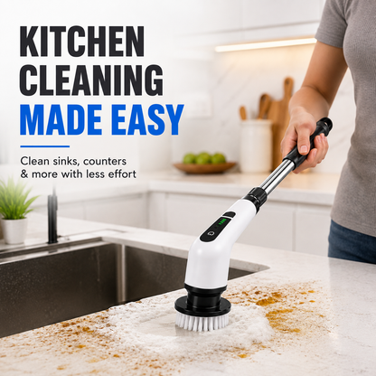 Electric Spin Scrubber Brush with Multiple Heads – Cordless Extendable Power Cleaner for Bathroom, Shower, Tile, Grout, Kitchen & Floors
