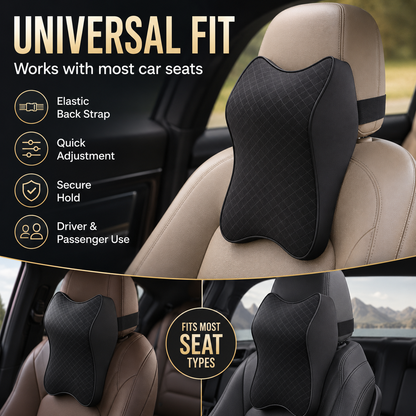 Ergonomic Memory Foam Car Neck Pillow – Breathable Adjustable Headrest Cushion for Cervical Support, Neck Pain Relief & Driving Comfort