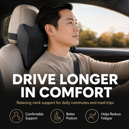 Ergonomic Memory Foam Car Neck Pillow – Breathable Adjustable Headrest Cushion for Cervical Support, Neck Pain Relief & Driving Comfort