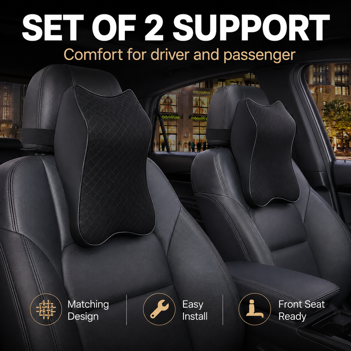 Ergonomic Memory Foam Car Neck Pillow – Breathable Adjustable Headrest Cushion for Cervical Support, Neck Pain Relief & Driving Comfort