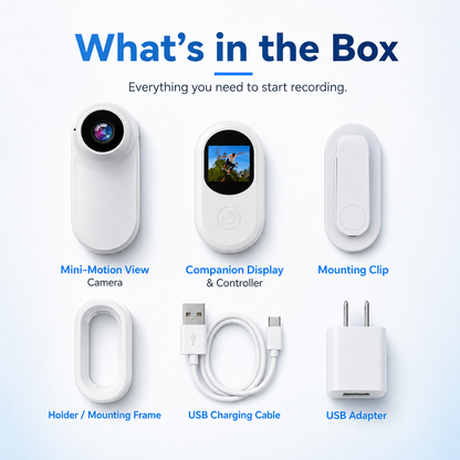 Mini-Motion View Portable Clip-On Camera – 1080P HD Rechargeable Mini Action Camera with 120° Wide Angle