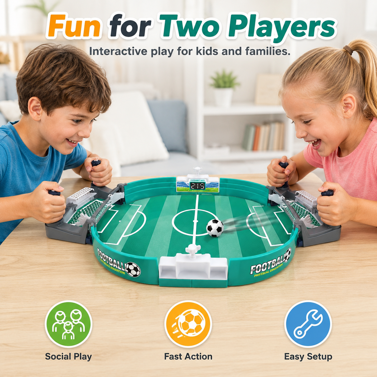 Tabletop Football Game – 2 Player Interactive Mini Soccer Board Game for Kids & Family