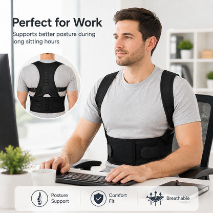 Shoulder Back Support Belt – Adjustable Posture Corrector Brace for Men & Women