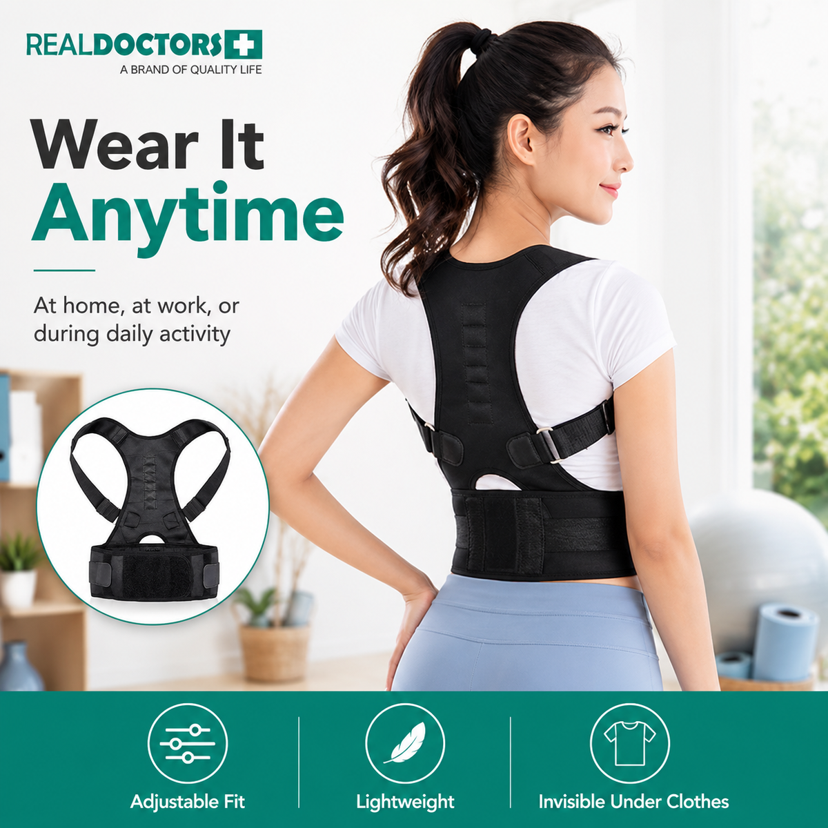 Shoulder Back Support Belt – Adjustable Posture Corrector Brace for Men & Women