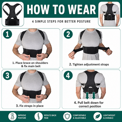 Shoulder Back Support Belt – Adjustable Posture Corrector Brace for Men & Women