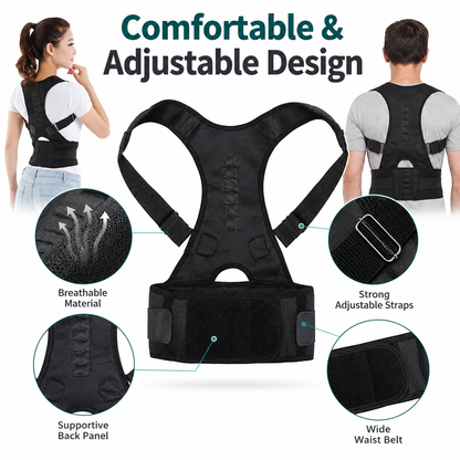 Shoulder Back Support Belt – Adjustable Posture Corrector Brace for Men & Women