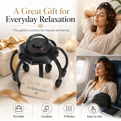 Cordless Head Scalp Massager – 3-Mode Vibrating 360° Scalp Massage Device with 8 Massage Contacts