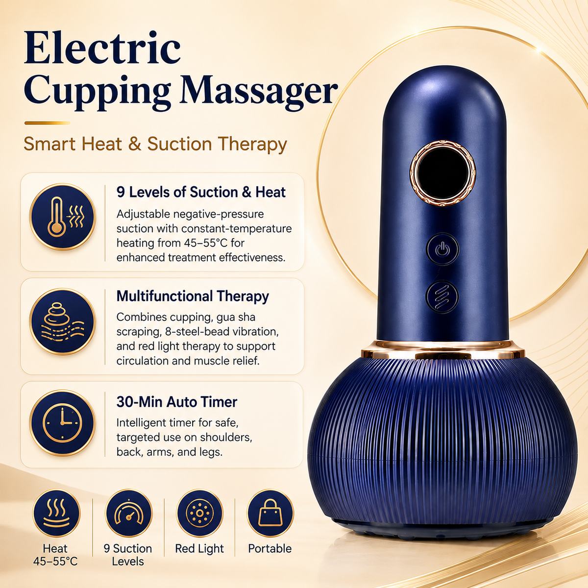 Smart Electric Vacuum Suction Cupping Therapy Massager – Scraping Body Massage Device for Muscle Relaxation