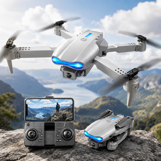 E99 Foldable Drone with 720p HD WiFi Camera – Beginner-Friendly Quadcopter with Altitude Hold, 360° Flip, Headless Mode, LED Lights & One-Key Takeoff/Landing