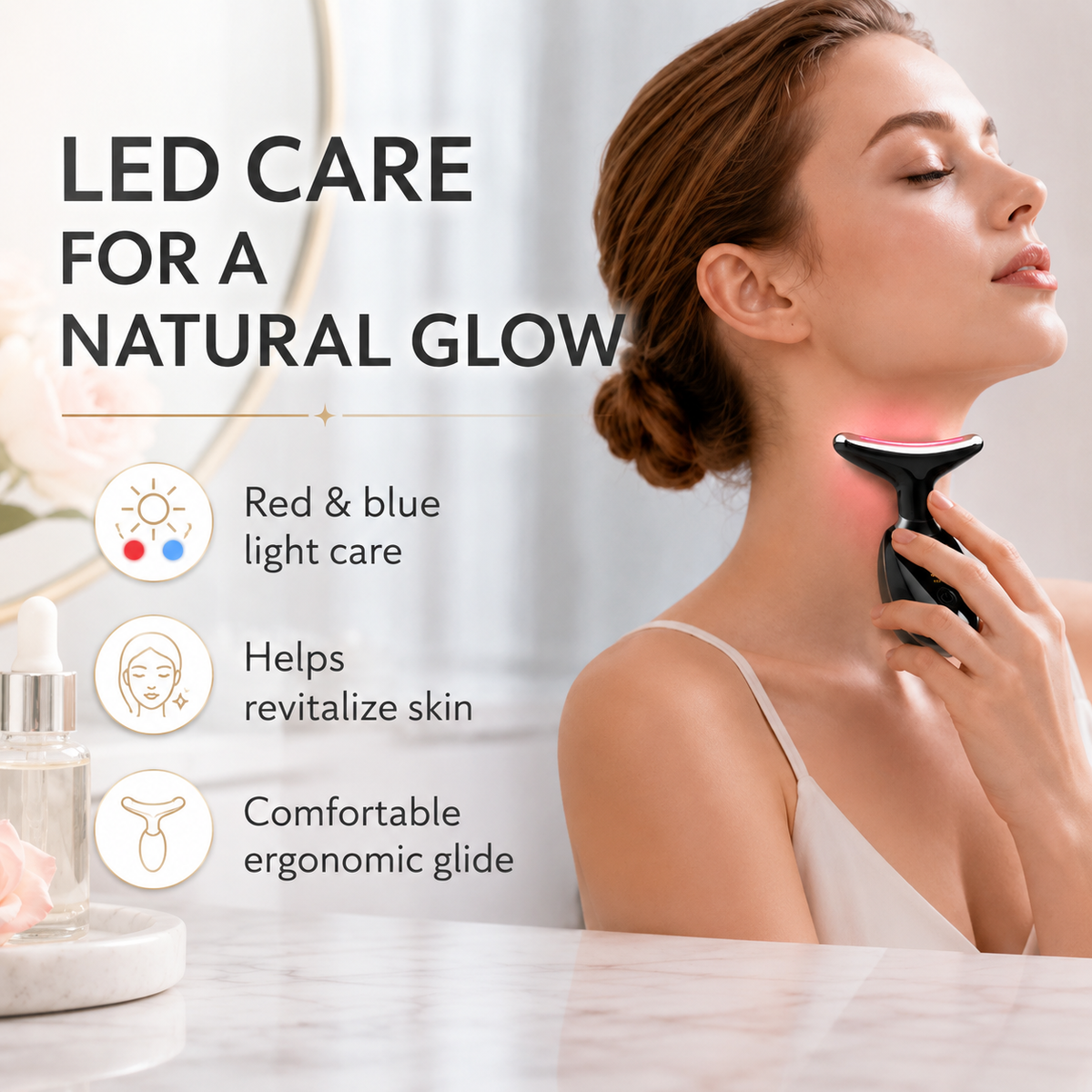 4-in-1 EMS Microcurrent Face & Neck Massager with Heat Therapy & LED Light – Anti-Wrinkle Skin Tightening Beauty Device