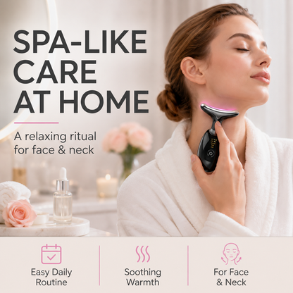 4-in-1 EMS Microcurrent Face & Neck Massager with Heat Therapy & LED Light – Anti-Wrinkle Skin Tightening Beauty Device
