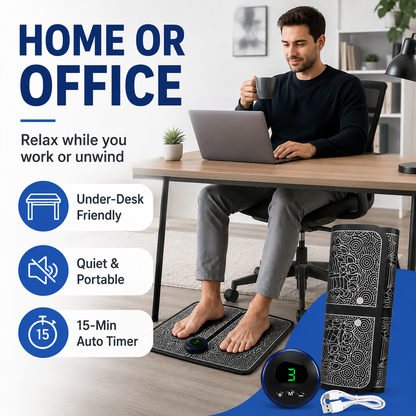 EMS Foot Massager Mat with 6 Massage Modes & 9 Intensity Levels – Portable Foldable Electric Foot Stimulator for Relaxation, Circulation & Tired Feet