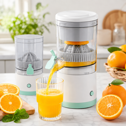 Portable Electric Citrus Juicer with 360° Rotating Press, 80W Motor & One-Touch Operation – Compact Orange, Lemon & Lime Juice Extractor