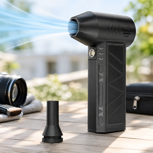 Mini Jet Fan Blower with LED Light – Rechargeable High-Speed Air Duster for Dust Cleaning, BBQ, Camping & Car Use